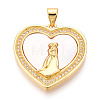 Brass Micro Pave Clear Cubic Zirconia Pendants KK-N268-25G-1