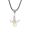 Angel Glass Sead Beaded Wing Pendant Necklaces NJEW-MZ00090-02-2