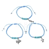3Pcs 3 Style Turtle & Sea Horse Alloy Charm Bracelets Set BJEW-JB09523-1