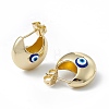 Enamel Crescent Moon with Evil Eye Stud Earrings EJEW-A093-01G-02-2