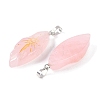 Natural Rose Quartz Gold Sun Pattern Pendants G-L524-14P-03-2