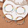 Colorful Glass Seed & Brass Braided Bead Bracelet BJEW-JB10138-2