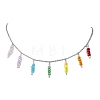 Colorful Glass & Round Shell Pearl Beaded Charms Bib Necklace NJEW-JN04628-1