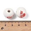 Valentine's Day Spray Painted & Printed Wood European Beads WOOD-L023-03G-3