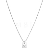 1Pc Stainless Steel Letter Rectangle Pendant Necklaces NJEW-LP0001-34V-P-1