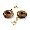 Natural Tiger Eye Donut Pendant Decorations G-P537-04G-03-2