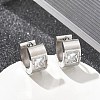 304 Stainless Steel Micro Pave Clear Cubic Zirconia Huggie Hoop Earrings EJEW-C096-55P-1