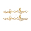 Brass Pave Clear Cubic Zirconia Connector Charms KK-Z139-12G-02-1
