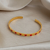 304 Stainless Steel Enamel Red Heart Open Cuff Bangles for Women JS6918-5