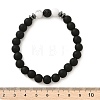 8mm Round Frosted Natural Obsidian & Howlite & Lava Rock Beaded Stretch Bracelets for Women Men AC1855-1-3