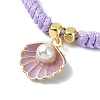 Shell Shape Alloy Enamel Pendant Bracelets with ABS Plastic Imitation Pearl BJEW-JB09882-01-2