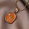316 Surgical Stainless Steel Enamel with Imitation Pearl Flower Pendant Necklaces for Women JX9312-3
