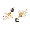 Natural Abalone Shell & Natural Freshwater Pearl Tassel Pendants PALLOY-JF06030-2