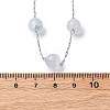 304 Stainless Steel Cat Eye Round Beads Handmade Chain Necklaces for Women NJEW-C073-01P-06-5