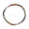 Natural Red Jasper & Tiger Eye & Amethyst & Sesame Jasper & Lapis Lazuli Rondelle Beads Stretch Bracelets for Women BJEW-JB14235-03-3
