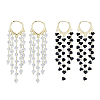 FIBLOOM 2 Pairs 2 Colors Dyed Natural Quartz Crystal Chips Tassel Earrings EJEW-FI0001-85-1