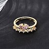 Brass Micro Pave Cubic Zirconia Cuff Open Rings CU-CBA5C10-07G-3