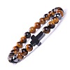 Natural Tiger Eye & Synthetic Non-magnetic Hematite Beads Stretch Bracelets for Women Men BO6196-8-1