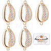 Brass Micro Pave Clear Cubic Zirconia Connector Charms KK-BBC0003-33-1