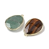 Natural Amethyst & Rose Quartz & Tiger Eye & Green Strawberry Quartz & Quartz Crystal Faceted Teardrop Pendants G-U028-01G-2