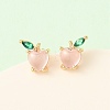 Brass Micro Pave Cubic Zirconia Apple Stud Earrings EJEW-L278-04G-2