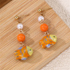 Alloy & Plastic Pearl & Porcelain Stud Dangle Earrings FS-WG8E500-02-1