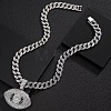 Zinc Alloy Full Crystal Rhinestone with Enamel Black Evil Eye Pendant Cuban Link Chain Necklaces for Men FS-WG3C954-02-2