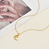 Brass Pave Clear Cubic Zirconia Moon and Star Pendant Necklaces for Women HB1903-1