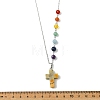 Chakra Natural Crazy Agate Religion Cross Pendant 304 Stainless Steel Cable Chain Necklaces for Women NJEW-JN06268-02-4