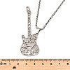 304 Stainless Steel Hollow Guitar Pendant Box Chain Necklaces NJEW-M086-03P-3