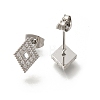 304 Stainless Steel Micro Pave Clear Cubic Zirconia Stud Earrings EJEW-H018-03P-02-1