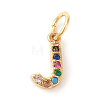 Brass Micro Pave Colorful Cubic Zirconia Charms ZIRC-F092-01-J-1