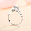 Square Rhodium Plated 925 Sterling Silver Pave 6.5x3.9mm Moissanite Finger Rings for Women WG02E28-03-2