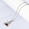 Brass Pave Clear and Red Cubic Zirconia Cherry Pendant 304 Stainless Steel Cable Chain Necklaces for Women NJEW-H092-05P-2