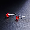 SHEGRACE Rhodium Plated 925 Sterling Silver Four Pronged Ear Studs JE420C-03-3
