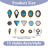 60Pcs 15 Styles Alloy Resin Cabochons MRMJ-DC0001-22-2