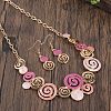 Round Spiral Hollow Out Alloy Enamel Pendant Necklaces & Dangle Earrings Sets WGCCFFB-03-1