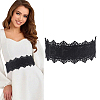 1Pc Polyester Flower Lace and PU Leather Elastic Waist Belts with Plastic Clasps for Women AJEW-HY0003-45-1