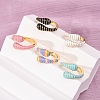 Brass Enamel Cuff Open Rings for Women RJEW-A098-01G-1
