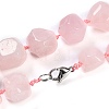 Natural Rose Quartz Nuggets Beaded Necklaces for Women Men NJEW-K388-01A-3