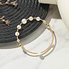 Herringbone Wire-Wrapped Natural Rainbow Moonstone Brass Cuff Bangles BJEW-JB14039-03-1