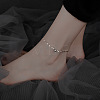 Alloy Round Charm Dapped Chains Anklets WGFEED8-01-1