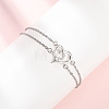 Brass Micro Pave Clear Cubic Zirconia Cable Chain Double Layers Bracelets BJEW-C155-02P-1