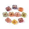 Picasso Baking Paint & Golden Metal Enlaced Glass Beads DGLA-T004-66M-1