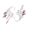 Wing Resin & Natural Quartz Crystal Points Beaded Dangle Earrings EJEW-TA00523-4