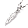 304 Stainless Steel Feather Pendant Necklace for Women STAS-E154-15P-3