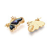 Brass Micro Pave Cubic Zirconia and Abalone Shell Cup Pearl Peg Bails Pin Pendants KK-T079-33G-2