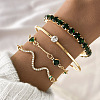 4Pcs 4 Styles Alloy Chain Bracelet & Bangle Set for Women WG6073F-08-1