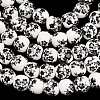 Floral Printed Porcelain Beads PORC-L004-6mm-07-2
