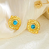 304 Stainless Steel and Turquoise Stud Earrings WG88BC0-01-2